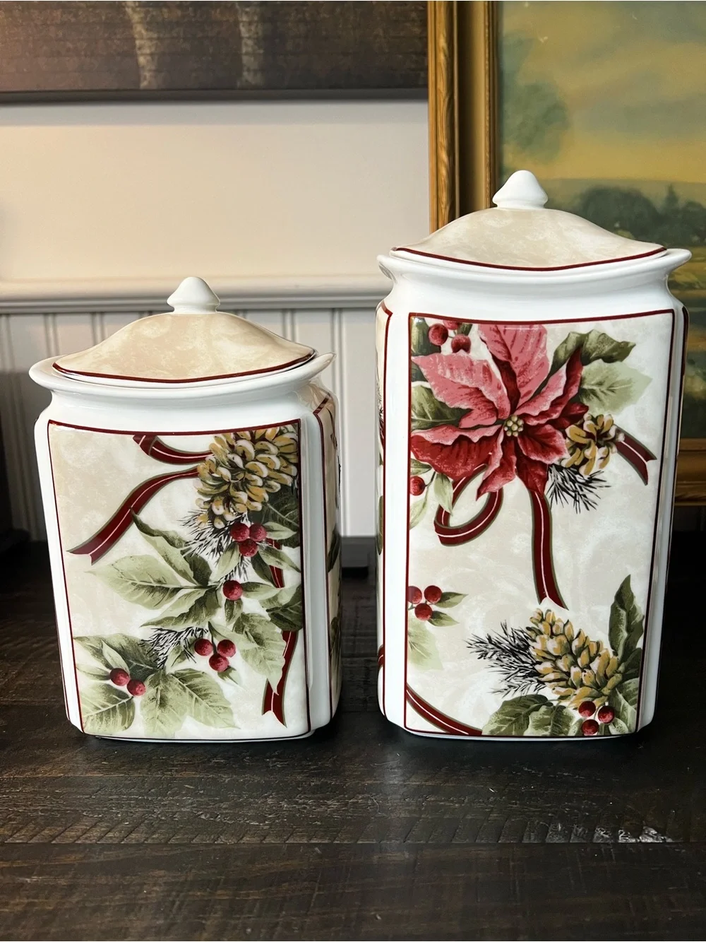 222 Fifth Yuletide Celebration Canister Set. 2 pc